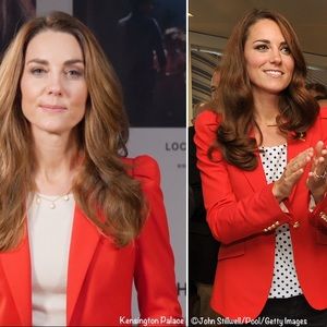 COPY - Kate Middleton Red Zara COPY blazer with Gathered Shoulder Medium